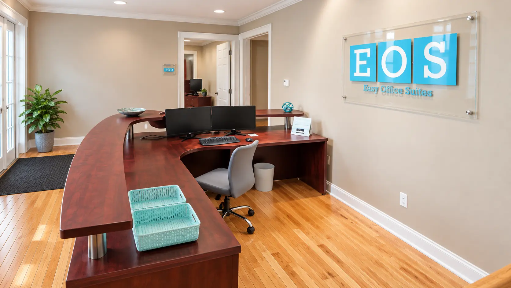 Professional Reception Area Professional reception desk area at Easy Office Suites in Athens GA